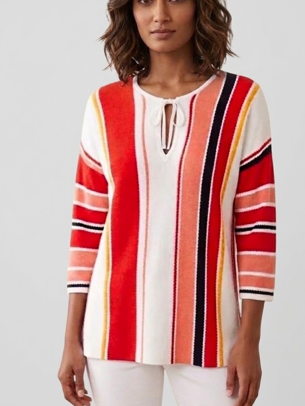 Ann Taylor LOFT Multi Striped Knit Tunic Sweater Boho Beach Casual Women’s Large